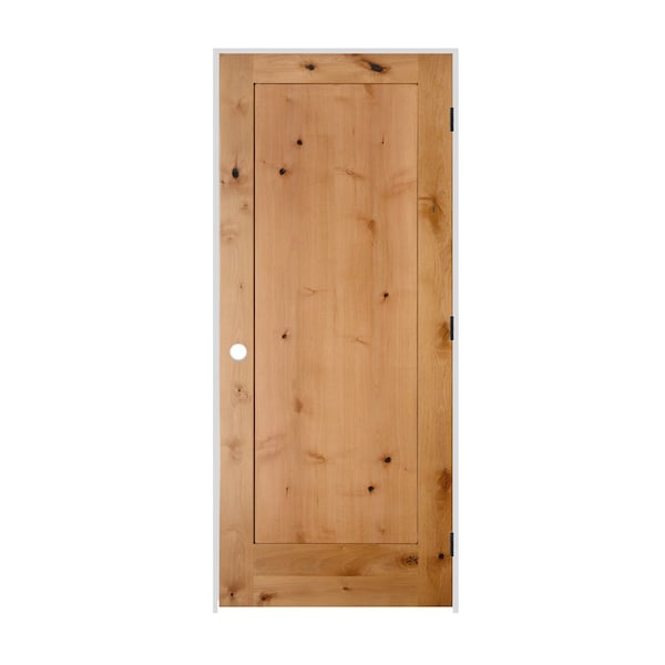 Trimlite 26" x 80" x 1-3/8" Knotty Alder 1-Panel Interior Shaker 7-1/4" LH Prehung Door with Black Hinges 2268ska8401LH1D714 - main